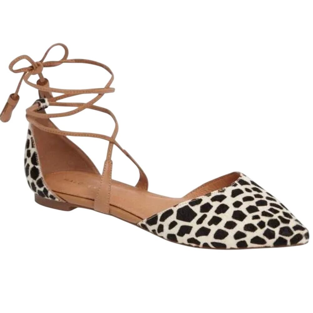 Halogen Calf Hair Lace-Up Flats Pointed Toe D’Orsay Shoes 9